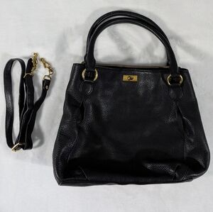 J Crew 100% Leather Black Brompton Convertible Crossbody Shoulder Tote Bag